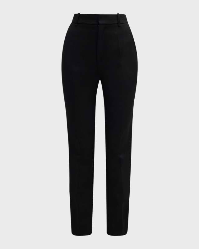 x Atelier Jolie Mid-Rise Skinny-Leg Ankle Crepe Trousers